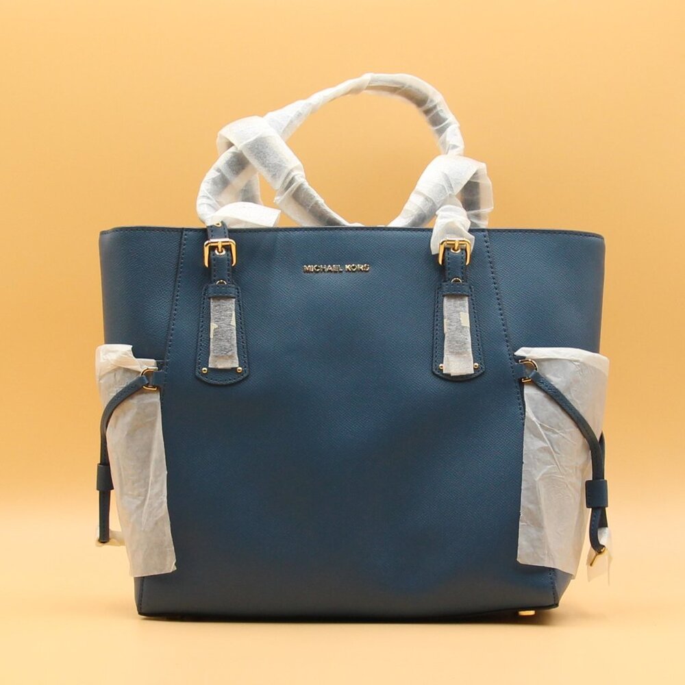 Michael Kors Voyager Shoulder Tote Bag 30H1GV6T8L leather Blue